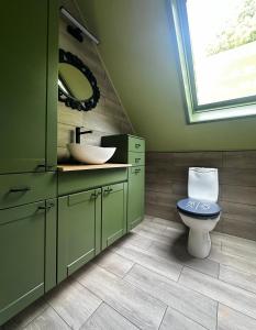 ein Badezimmer mit Toilette und Waschbecken in der Unterkunft - Tulipa - Vakantiehuis nabij de bloembollenvelden, het meer en strand in Noordwijkerhout