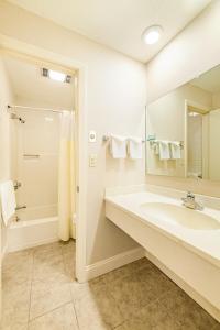 a bathroom with a large sink and a shower at Town & Country Inn & Resort in Gorham