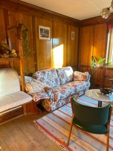 a living room with a couch and a table at Oma Nani in Campitello di Fassa