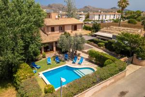 an aerial view of a house with a swimming pool at E415 Can Xisco by Mallorca Villa Selection in Port de Pollensa