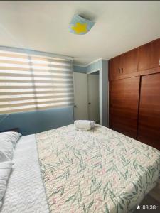 a bedroom with a large bed and a dresser at Departamento céntrico los andes chile in Los Andes
