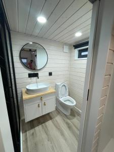 Koupelna v ubytování Sublime Tiny House avec piscine et jacuzzi privé près de Braga + 20 fotografií