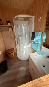 Koupelna v ubytování Cosy Tiny Container Cabin + 15 fotografií