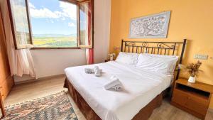 a bedroom with a large bed with a window at Villa Marina in Chianciano Terme