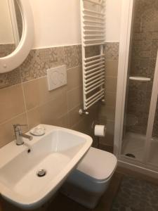 a bathroom with a sink and a toilet and a shower at SOSTA SANT'ANTONIO in Pisa