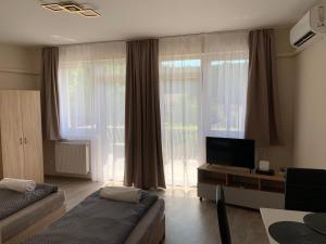 Televízia a/alebo spoločenská miestnosť v ubytovaní Silver Shine Apartman