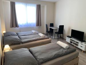 Televízia a/alebo spoločenská miestnosť v ubytovaní Silver Shine Apartman
