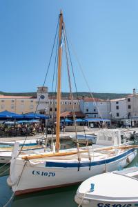 a group of boats docked in a harbor at Stara Gavza 155 in Cres