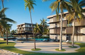 a resort with a swimming pool and palm trees at Paraíso Porto Alto in Porto De Galinhas