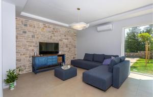 un salon avec un canapé et une télévision dans l'établissement Lovely Home In Sveti Viddobrinjski With Wifi, à Gostinjac