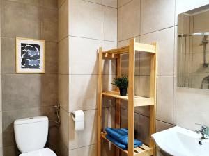 une salle de bain avec toilettes et lavabo dans l'établissement Sunrise Apart V, à Władysławowo