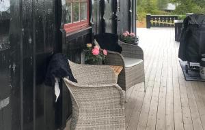 a group of wicker chairs sitting on a porch at 4 Bedroom Beautiful Home In Engerdal in Nymoen +16 photos