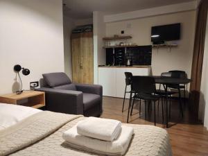 Posezení v ubytování Walk to Ski Lift-1BR-Studio-Balcony-Parking