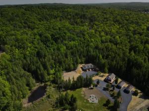 an aerial view of a house in the woods at Chalet 1 OST Shefford in Shefford