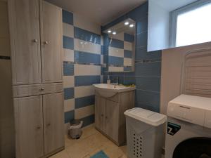 a bathroom with a sink and a toilet at Gîte familial rénové avec jardin, proche forêt d'Orléans et activités, à 1h d'Orléans et 2h de Paris - FR-1-590-439 in Fréville-du-Gâtinais +26 photos
