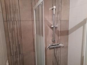 a shower with a glass door in a bathroom at Magnifique appartement in Argelès-sur-Mer