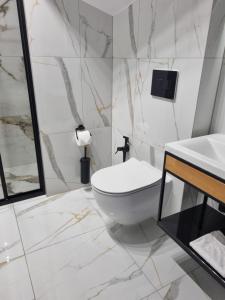 Koupelna v ubytování SkyHel Apartament