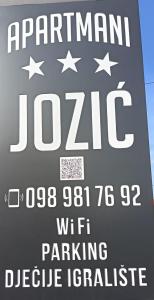 Certifikát, hodnocení, plakát nebo jiný dokument vystavený v ubytování Apartmani Jozić
