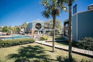 a house with a palm tree in the yard at Beachfront Oasis St Augustine Haven in Saint Augustine