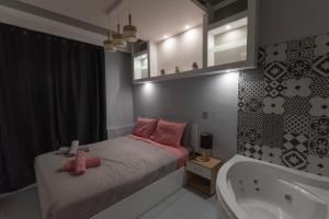 Ένα ή περισσότερα κρεβάτια σε δωμάτιο στο VIP Apt. Pezodromos Kalamarias