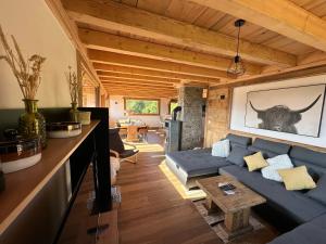 Posezení v ubytování Chalet vue Mont Blanc avec jacuzzi extérieur + 22 fotografií