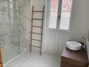 a bathroom with a ladder next to a shower at CHTX Hôtel particulier Albert Ier in Châteauroux +12 photos