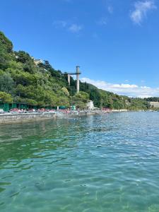 a view of a body of water with trees at Hotel Riviera & Maximilian's in Trieste