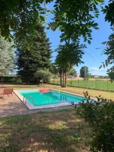 a small swimming pool in a yard with trees at Philo in Cairate