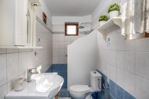 a bathroom with a sink and a toilet at Villa Ftenagia in Halki