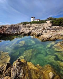 a pool of water on a rocky shore at IlMareaDuePassi Guest House in Rosignano Solvay +11 photos