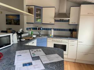Kuchyň nebo kuchyňský kout v ubytování Ferienwohnung am Rhein