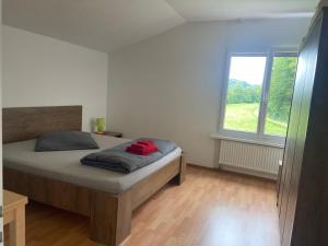 Postel nebo postele na pokoji v ubytování Ferienwohnung am Rhein