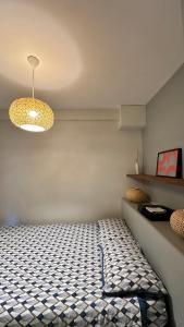 a room with a bed and two lights at 2 pièces cathédrale proche des quais strasbourg in Strasbourg