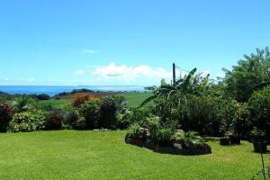un jardín con plantas y el océano en el fondo en Tikazbleue 2024 Maison entière chez l'habitant, en Sainte-Rose