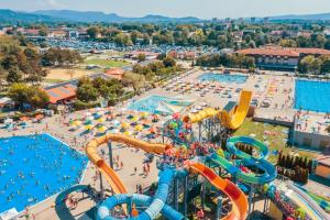 an aerial view of a water park with a water slide at Vila Valentina in Štúrovo