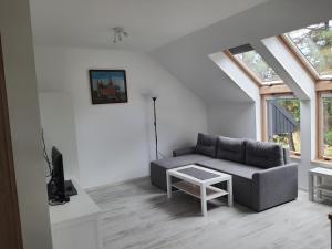 a living room with a couch and a table at Villa Patria Wadowice in Wadowice