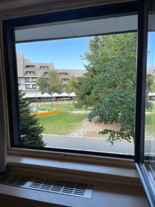 a window with a view of a park at Konaci Andjela Apartmani broj 108 in Kopaonik