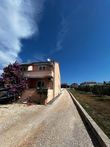 un edificio al lado de una carretera con un árbol en Čudina Beach Apartments, en Pakoštane 55 fotos más