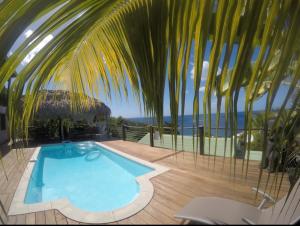 a swimming pool with a view of the ocean at Vue imprenable sur la mer des Caraïbes in Les Anses-dʼArlets