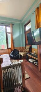 a living room with a radiator and a television at त्रिnity homestay in Kasol +30 photos