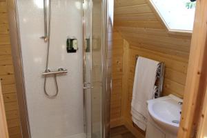 DunsBelstruther Glamping的带淋浴和水槽的浴室