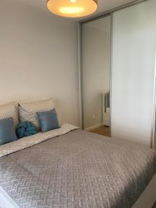 Кровать или кровати в номере Apartament Wrocław, centrum, SPA i siłownia