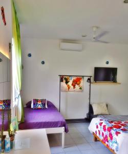 a room with two beds and a tv at GREEN PARADISE LEONA VICARIO in Leona Vicario +66 photos