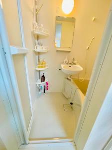a bathroom with a sink and a mirror at 星の宿 in Osaka