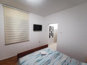 a bedroom with a bed and a flat screen tv at Bar-Apartman 2 in Bar