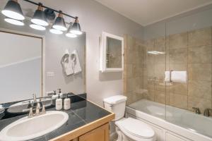 a bathroom with a sink and a toilet and a shower at Comfy Casual Near Gondola & Main Street! Needle Rock 3 condo in Telluride