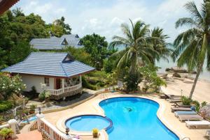 an aerial view of a resort with a swimming pool at Phangan Sunset Resort in Baan Tai