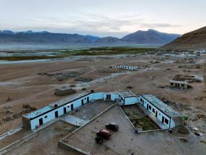 an aerial view of a building in a desert at Tsokar Eco Resort in Kiagi