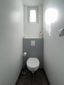 bagno con servizi igienici bianchi e finestra di Le Dominicains appartement au calme aux portes de la Place Stanislas a Nancy Altre 4 foto