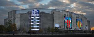 a large building with signs on the side of it at The Urban Oasis in Berwyn